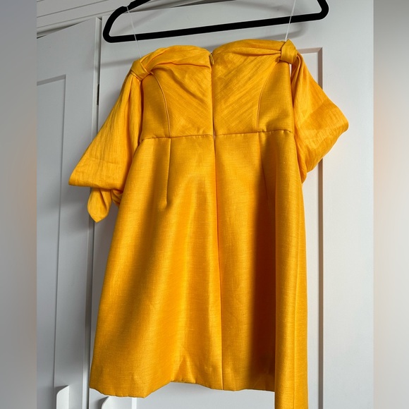 NWT Acler Selkin Off-the-shoulder Linen-blend Mini Sheath Dress In Citrus - Picture 4 of 7